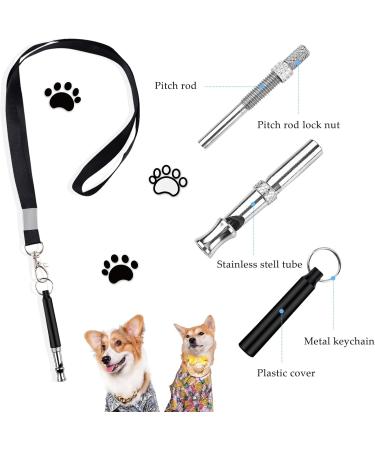 Dog Whistle to Stop Barking 2 Pcs Professional Recall Dog Training Tools with Adjustable Frequencies Ultrasonic Silent Dog Training Whistle with Black Lanyard - Buy Online on GoSupps.com
