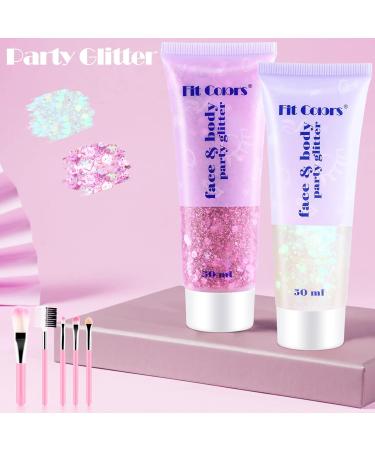 Buy Pamiyo Glitter Gel 2x50ml - White & Pink Face Body Nail Sequins for Festive Occasions | Mermaid Liquid Eyeshadow - Buy Online on GoSupps.com
