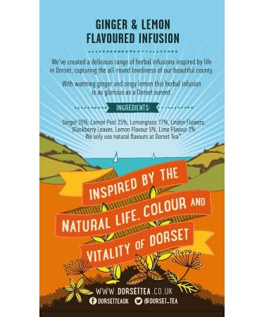 Dorset Tea Ginger & Sunshine Lemon Herbal Infusion - 80 Tea Bags, Caffeine Free - Buy Online on GoSupps.com