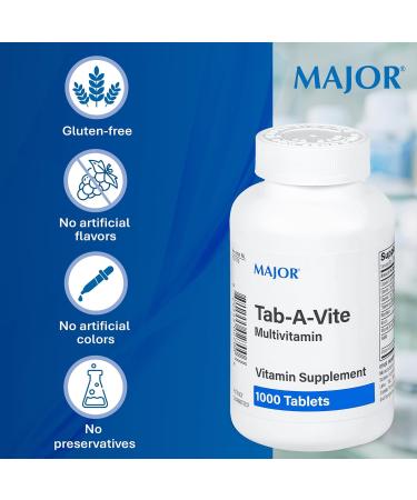 MAJOR Tab-A-Vite Multivitamin Tablets - Gluten-Free Multivitamin for Adults Supports Overall Health Multimineral Supplement 1000 Count - Buy Online on GoSupps.com