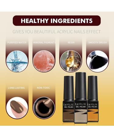 LILYCUTE Fall Gel Nail Polish Set - 8 Colors Mellow Coffee Series for Women & Girls - Buy Online on GoSupps.com