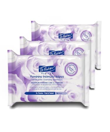 Dr. Fischer Hygiene Feminine Wipes - Extra Gentle Feminine Wipes for Women Cleanses Deodorizes & Freshens - Alcohol & Color Free Period Wipes Feminine Care Intimate Wipes - 3 Pack pH Balance Wipes Feminine Wipes - 3