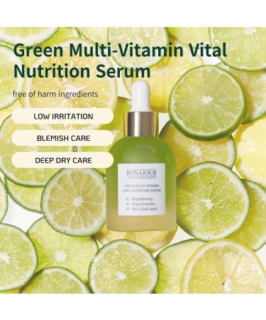  BONAJOUR Vegan Natural Green Multi Vitamin Serum for Face - 72% Vitamin Anti Aging & Brightenging Remove Dark Spot 1.18 fl. oz - Buy Online on GoSupps.com