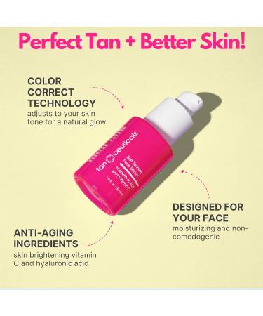 Tanceuticals Self Tanning Face Serum - Color-Correcting Hydrating Vitamin C & Hyaluronic - Natural Long-Lasting Facial Tanner (1 oz Dark) - Shop Internationally - Buy Online on GoSupps.com