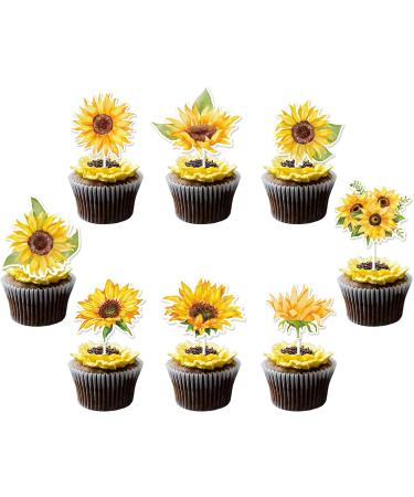 Sunflower Cupcake Toppers Sunflower Cake Picks for Flower Themed Party Birthday Party Decorations Supplies 36 Pieces - Buy Online on GoSupps.com