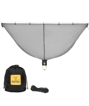 Wise Owl Outfitters Hammock Bug Net - The SnugNet Mosquito Net for Hammocks - Premium Quality, Waterproof, Mesh Hammock Netting w/Double-Sided Zipper - Essential Camping Gear Black