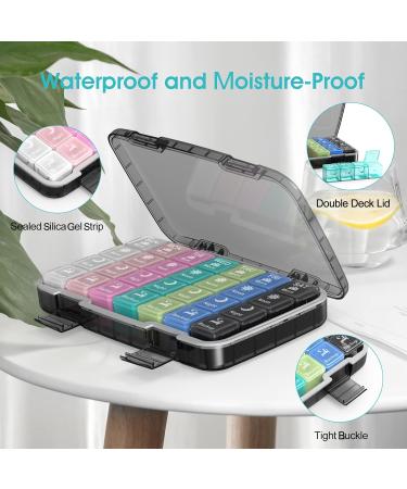 Restree Weekly Pill Organizer - 4 Times a Day Large 28 Compartment Moisture-Proof & Waterproof Medicine Box for Vitamins Fish Oil & Supplements - Black - Buy Online on GoSupps.com