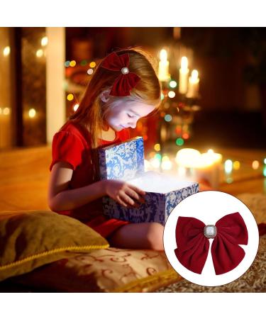 MMDOCO Bow Hair Clip Hair Bow Hair Clips Hair Bows for Women Red Hair Bow Velvet Hair Bow Hair Clips for Girls Hair Bows Barrettes Solid Color (Red) - Buy Online on GoSupps.com