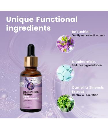 Bakuchiol Serum Natural Retinol Alternative Firm-Hydrating Care Smooths Skin Reduces Fine Lines Wrinkles with Hyaluronic Acid (1Pc) - Buy Online on GoSupps.com