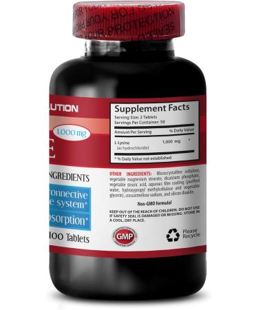 L-Lysine 1000 mg Tablets - Promotes Healthy Skin | 2 Bottles (200 Tabs) - Premium L-Lysine Supplement for Optimal Health - Buy Online on GoSupps.com