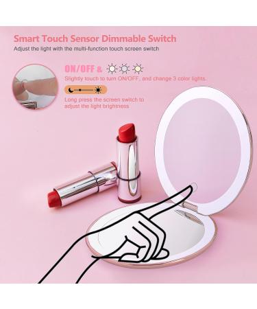 B Beauty Planet 25X Magnifying Mirror with Dimmable Light | Travel Makeup Mirror with Liquid Bling Quicksand Design | Portable Folding Mirror for Handbag | USB Charging - Buy Online on GoSupps.com