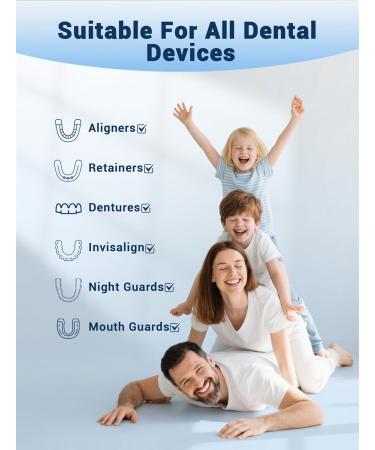 Retainer Cleaner Tablets (120 pcs) Denture Cleaning Tablets for Invisalign Night Mouth Guard for Aligners Remove Odors Stains and Plaque Quick Cleanser Mint Fresh Flavor 4 Month Supply Blue - Buy Online on GoSupps.com