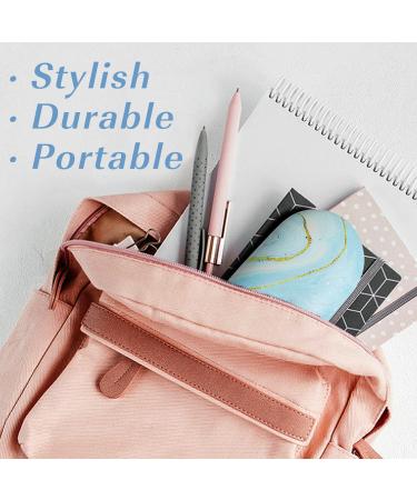 Moko Double-Sided Glasses Case with Mirror - Scratch-Resistant Wearable Holder for Glasses Reading Glasses & Contact Lenses - Marble Light Blue - Buy Online on GoSupps.com