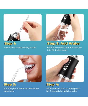 Portable Water Dental Flosser - 3 Modes Rechargeable Oral Irrigator for Travel | Electric Teeth Cleaning & Orthodontic Care - Buy Online on GoSupps.com