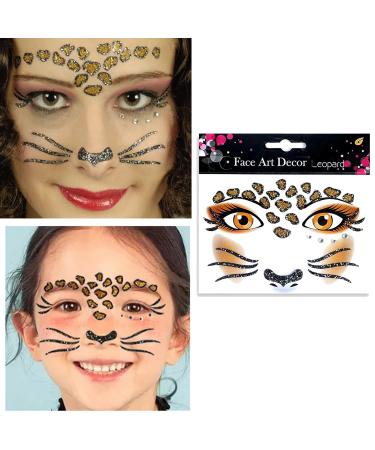 Animal Face Stickers - Leopard Cat Floral Body Paint for Halloween & Stage Performance - 2 Sheets - Buy Online on GoSupps.com
