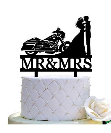 Street Glide Motorcycle Wedding Cake Topper Ride with Me Forever Cake Topper Motorcycle Wedding Topper Couple on Harley Davidson for Wedding/Anniversary/Bridal Shower Party Decor