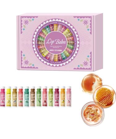 Baume L vres Naturel | 48 Pi ces 12 Parfums Set De Beaut Baume L vres | Rouge Brillant - Pour Filles Femmes Routine Quotidienne D placements Bureau Maison Voyage F te - Buy Online on GoSupps.com