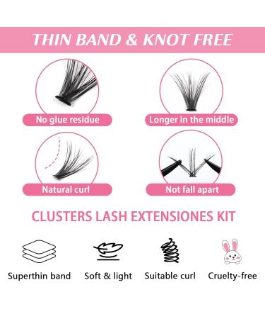 Poiuyoiu 30D & 40D Lash Extension Set - Mixed 8-16mm Cluster Lashes with Bond & Seal Glue | High-Quality 0.07 D Curl Fake Eyelashes - Buy Online on GoSupps.com