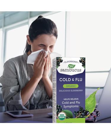 Nature's Way Sambucus Organic Cold and Flu Care Elderberry Syrup Used in Herbal Medicine to Help Relieve Symptoms (Coughs and Sore Throats) in Adults 120 ml 120 ml (Pack of 1) Medicine - Buy Online on GoSupps.com