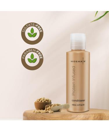 MOEHAIR Travel Protein Infused Conditioner - Sulfate & Paraben Free Hair Moisturizer Hydration Shine | Color Safe Travel Size 3.4 Fl Oz - Buy Online on GoSupps.com