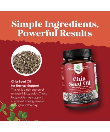 Chia Seed Oil Extract Capsules - Plant Based Omega 3 6 9 Supplement and Daily Fiber Capsules for Digestive Support Immunity and Heart Health - Omega 3 Fatty Acids Supplement for Men and Women - 120ct 120 Count (Pack of 1) - Buy Online on GoSupps.com