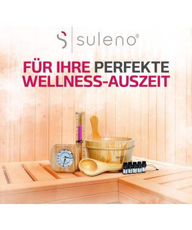 SULENO 10-Part Sauna Accessories Set | Essential Wooden Sauna Kit with Bucket Thermometer Hourglass & 5 Oils | Perfect for Home Sauna Experience - Buy Online on GoSupps.com