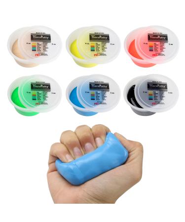 CanDo Theraputty Plus Hand Exercise Putty for Rehabilitation, Exercises, Hand Thearpy, Occupational Therapy, Hand Strengthening, Improve Motor Skills, Stress Relief 3-ounce 6-Piece Set