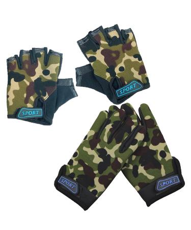 Eurhouse 2 Set Children Carnight Gloves Boy Child Bicycle Gloves Tarn Heads Camouflage Half -Finger Finger Finger Finger Cycling Running Sport