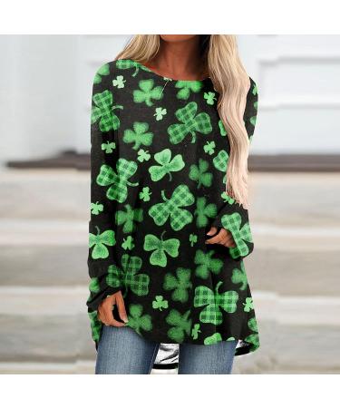 St. Patrick's Day Women's Printed Sweater Tunic - Long Sleeve Blouse for Casual Wear in Large Black - Buy Online on GoSupps.com