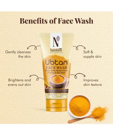 Nutriglow Natural S Ubtan Face Wash for All Skin Types with Haldi Chandan & Rose Water 100G - Buy Online on GoSupps.com