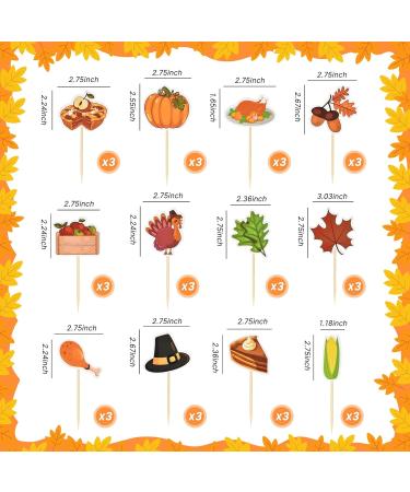 HOKPA Thanksgiving Cupcake Toppers 36 Pcs Turkey Pumpkin Maple Leaf Chestnut Muffin Cupcake Picks for Thanksgiving Day Festival Party Decoration - Buy Online on GoSupps.com