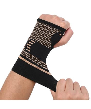 Copper Wrist Compression Sleeves Comfortable and Breathable for Arthritis Workout Carpal Tunnel Wrist Support for Women and Men Medium(1-Pack)