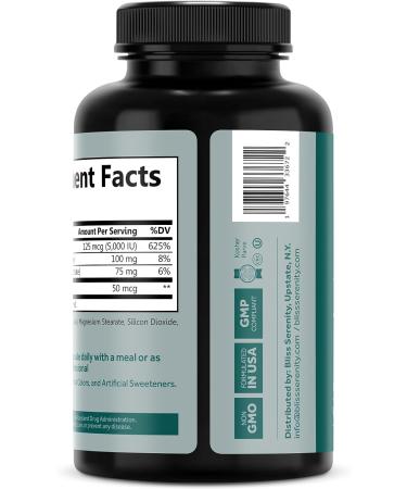 Bliss Serenity Vitamin D3 K2 5000 IU with MK-7 - 120 Vegcaps - Ultimate Absorption Formula - Buy Online on GoSupps.com