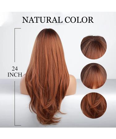 Blonde Unicorn Auburn Red Wig with Bangs for Women - Long Natural Synthetic Cosplay Wig - Buy Online on GoSupps.com