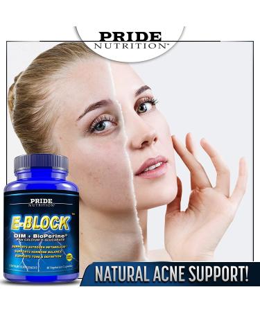 Pride Nutrition E-Block Estrogen Blocker 60 Capsules - Hormone Balance Supplement for Men & Women - Menopause Acne Gynecomastia Support - Buy Online on GoSupps.com