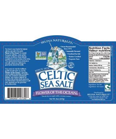 Flower of the Ocean Celtic Sea Salt Shaker - 8oz | Fleur de Sel Gourmet Sea Salt - Buy Online on GoSupps.com