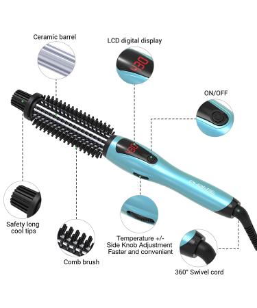 PHOEBE 1 Inch Ceramic Tourmaline Ionic Curling Iron Brush - Dual Voltage Travel Hair Curler Hot Brush for Long Hair - Professional Anti-Scald Styler with Instant Heat Up - Buy Online on GoSupps.com