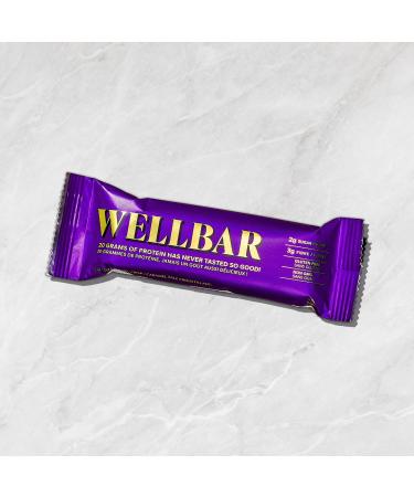 WELLBAR High Protein Bar - Salted Caramel Crisp - 12 x 57g Bars - 20g Protein Low Sugar (2g) High Fiber (3g) - Gluten-Free Non-GMO Zero Aftertaste Guilt-Free and Tastes Like a Soft Smooth Premium Chocolate Bar. Leave a review & Enter to Win an iPad. - Buy Online on GoSupps.com