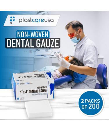 400 Count 4x4 Gauze Pads - Soft 4-Ply Non Woven Sponges - Non Sterile Dental Gauze - Medical Gauze Squares for First Aid & Wound Dressing - 2 Packs of 200 - Buy Online on GoSupps.com