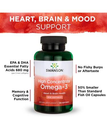 Swanson High Concentrate Omega-3 Softgels - 120 Mini Softgels for Heart Health - Buy Online on GoSupps.com