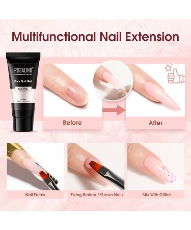 Rosalind Poly Nail Gel 60ml - Soft Pink UV/LED Acrylic Nail Extension & Repair Gel for Manicure - Buy Online on GoSupps.com