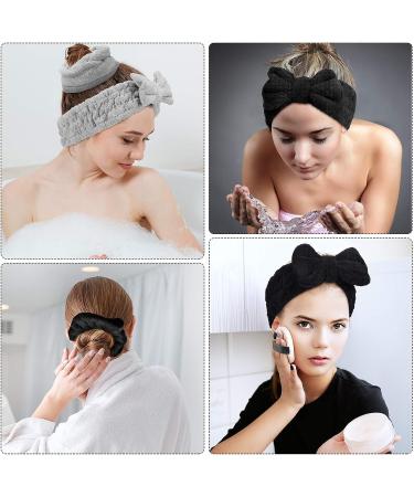 Large Microfiber Hair Drying Scrunchies and Bowtie Headbands Set - Black Gray - Buy Online on GoSupps.com