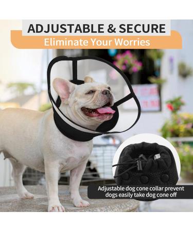 Kuoser Dog Protective Collar - Adjustable Comfy Cone for Post-Surgery Leak Protection Breathable Elisabethane - Ideal for Dogs & Cats - Black Medium - Buy Online on GoSupps.com