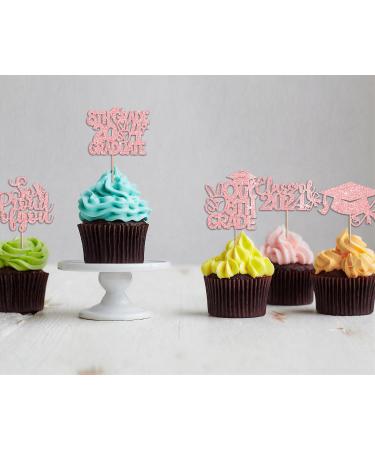 JKQ 32 Pieces 8th Grade Grad Cupcake Toppers Rose Gold Glittery Eighth Grade Graduation Cupcake Decorations 2024 Peace out 8th Grade Cupcake Picks for Middle School Grad Party Cupcake Decorations - Buy Online on GoSupps.com