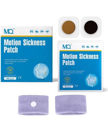 MQ 28ct Motion Sickness Patches with 2 Pairs of Wristbands for Car and Boat Rides Cruise and Airplane Trips