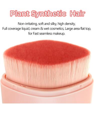 Retractable Flat Liquid Foundation Makeup Brush with Cover Flat Top Kabuki Liquid Foundation Shadow Powder Face Blush Brush for Blending Liquid Foundation Quarantine BB Cream Contour Cream Cosmetics Pink - Buy Online on GoSupps.com