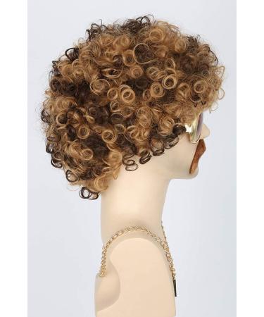 Topcosplay Men's 70s 80s Disco Dude Dirt Bag Wig & Moustache Necklace 3-Piece Set - Short Curly Afro Shaggy Wig Blonde Black Brown - Buy Online on GoSupps.com