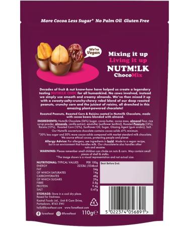 FOREST FEAST Vegan NUTM!LK CHOCOMIX 110g - Vegan Chocolate Mix Pack - Dairy Free Chocolate Raisins - Gluten Free Chocolate Peanuts - Palm Oil Free Corn Chocolates - Chocolate Peanuts and Raisins Mix - Buy Online on GoSupps.com