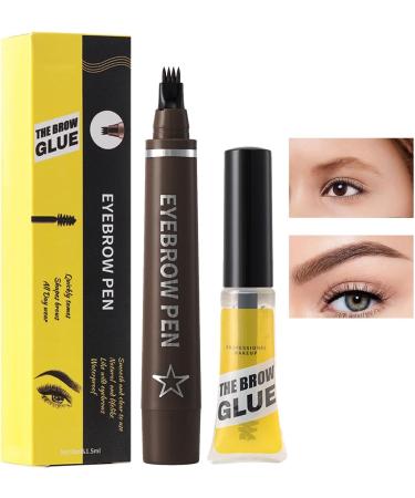  Obesntln Eyebrow pencil eyebrow pencils for women waterproof liquid eyebrow pen liquid eyebrow makeup pen 4-pronged fork with natural eyebrow gel. - Buy Online on GoSupps.com