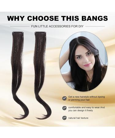 NICENEEDED 1 Pair Dark Brown Clip in Fake Bangs Hair Clip in Extensions Faux Bangs Wavy Curly Long Side Air Bangs Clips Hair Pieces Barrettes for Women Daily Use - Buy Online on GoSupps.com